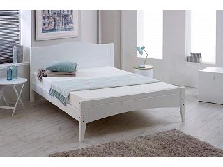 5ft King Size White wood, Laura solid panel, wooden bed frame
